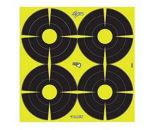 Allen Cibles de tir en papier réactif EZ Aim Splash, Bullseye, 4 cibles par feuille, paquet de 12, noir/chartreuse