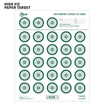 Allen EZ Aim Cibles de papier IBS Rimfire 25PK