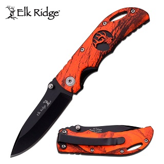 Elk Ridge Couteau pliant (motif camouflage orange cerf)