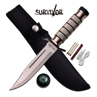 Survivor Couteau à lame fixe (Silver Survival)