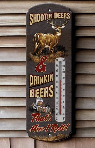 TIN Thermometer - Shootin Deers