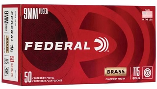 Federal Brass Champion FMJ RN 9mm Luger 115gr 